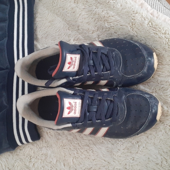 Adidas Rare Blokecore Vintage Y2K 70s  Velour Short Sleeve Jacket Leather Sneaks - Picture 12 of 12